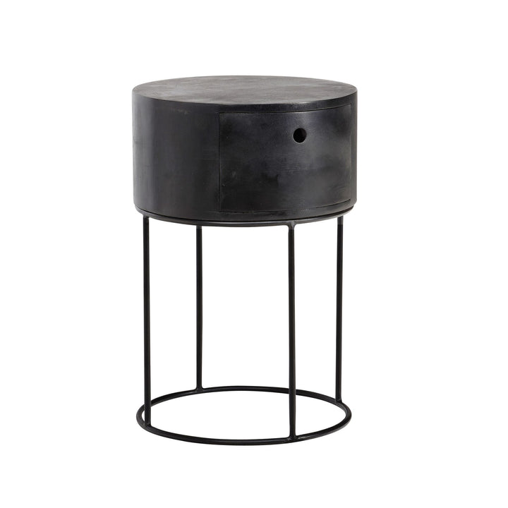 Sengebord massivt træ og metal 40x40x60 cm sort sengebord, designer sengebord