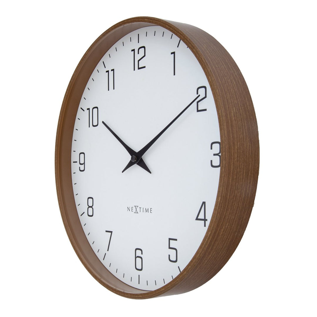 Vægur 30 cm-Silent-Mørkt træmønster-Plastic-NeXtime 'Lyra'