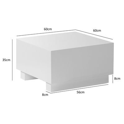 Sofabord MONOBLOC i hvid højglans - kvadratisk