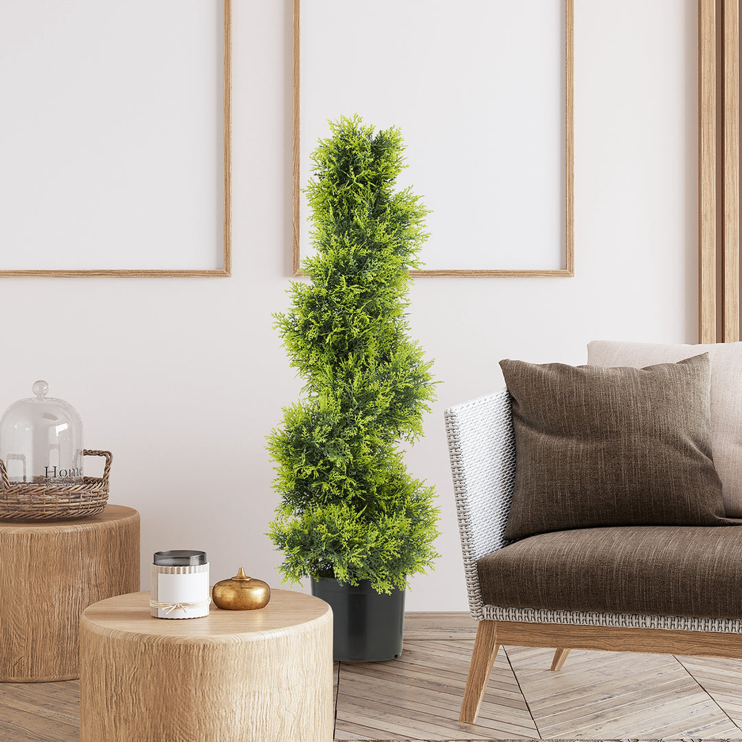 Kunstig cypres 90cm kunstig plante i spiralform, kunstige plastplanter i potte, moderne dekoration