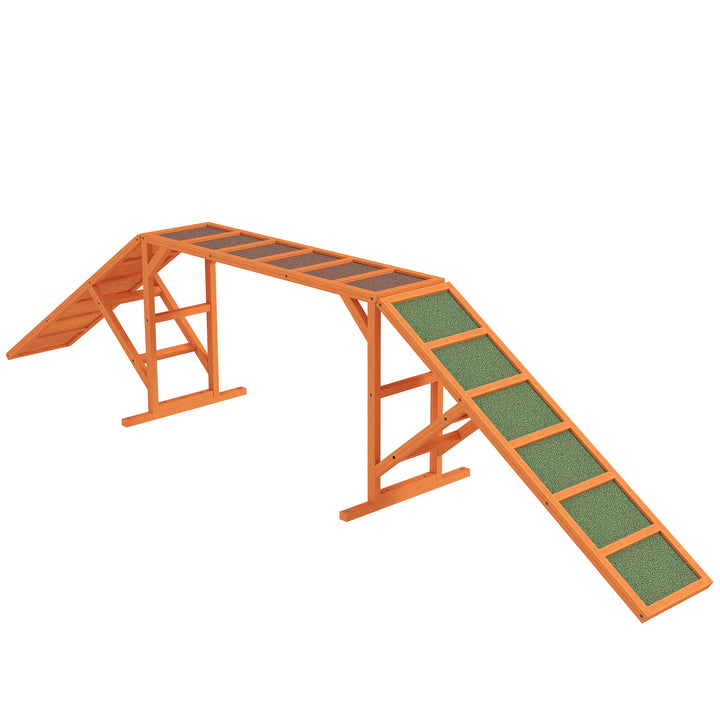 Agility hunderampe, parcours, skridsikker, vejrbestandig, træ, 335 x 55 x 60 cm, orange