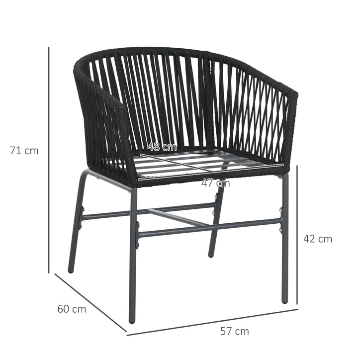 Havestole, sæt med 2, bohemedesign, sæde- og ryghynder, komfortabel sædeskal, metalstel, sort