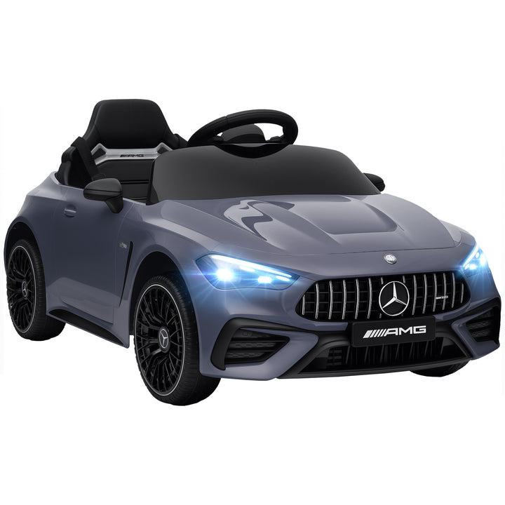 Børne elbil, Mercedes design, 12V motor, fjernbetjening, LED-lys, musik, til børn i alderen 3-6 år, grå