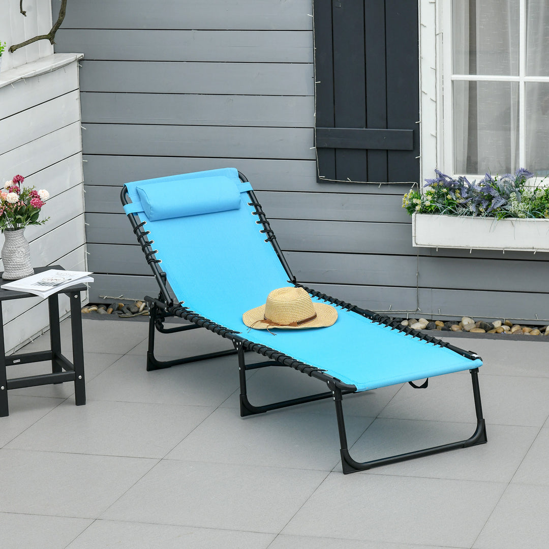 Solseng, foldbar, åndbart betræk, metalramme, 189 x 58 x 30 cm, blå