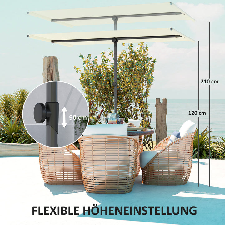 Parasol 180 grader drejelig højdejusterbar haveparasol med aluminiumsstang 150x205cm beige