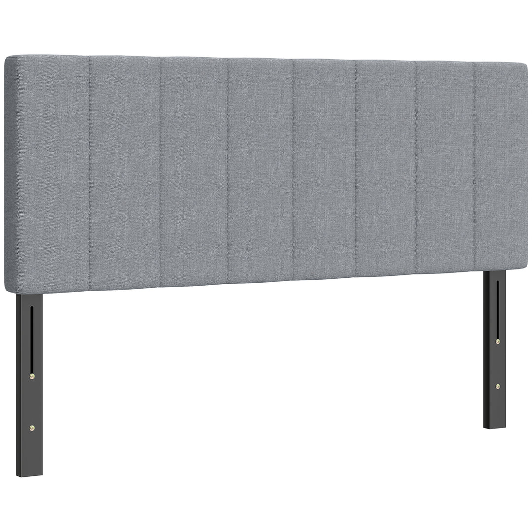 Sengegavl med 3 højdejusteringer, sengegavl med metalben, linnedlook til soveværelse, 160x10x106/116/126 cm, grå