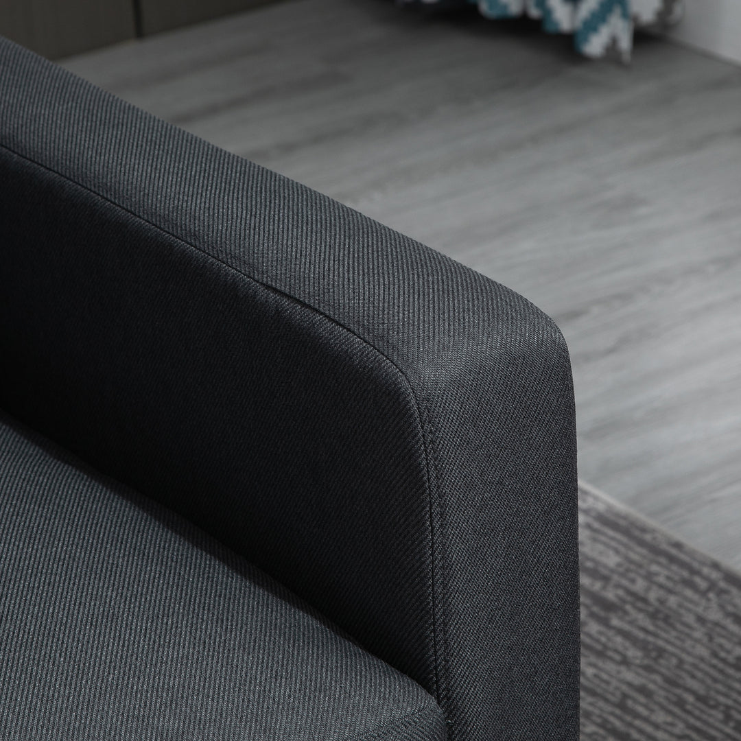 Hjørnesofa med sovefunktion, 3-personers sofa og hynder, hjørnesofa, l-formet sofa til stue, soveværelse 197 x 139 x 91 cm, hør, mørkegrå