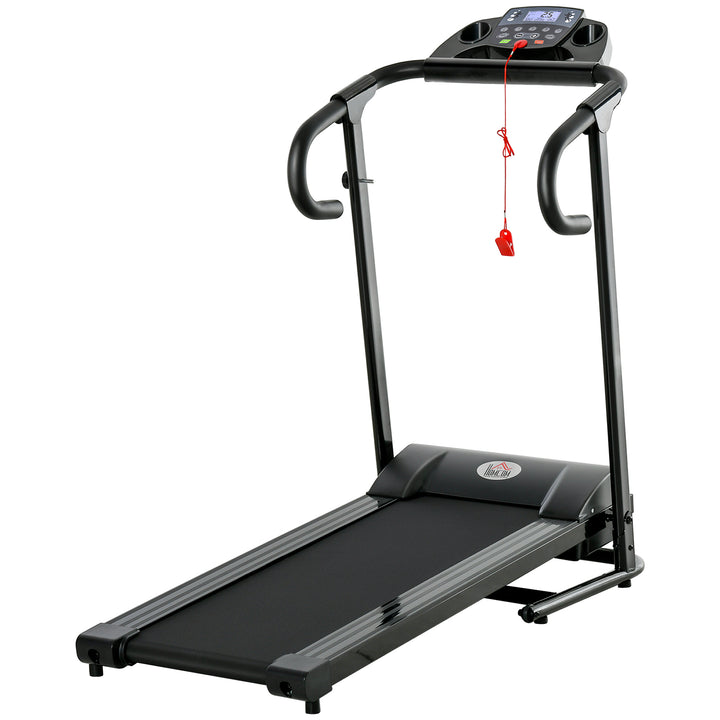 Elektrisk løbebånd, foldbart, med lcd-display, hastighed 0,8-10 km/t og 3 programmer, effekt 500 w, 123 x 62 x 117 cm, sort