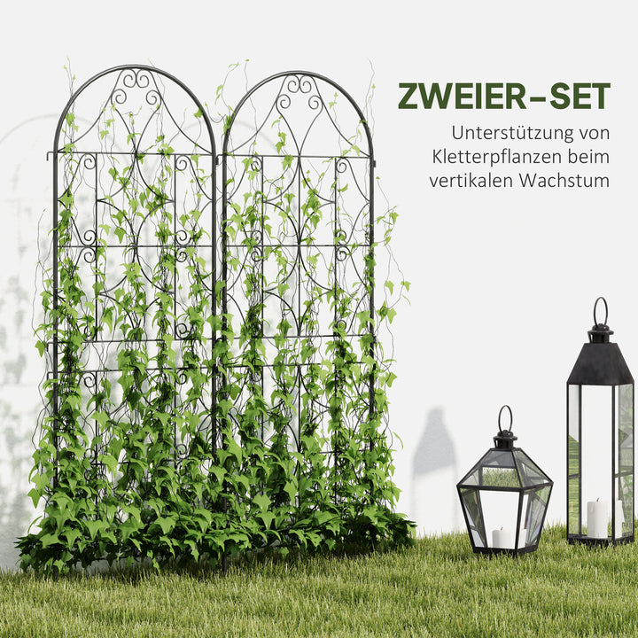 Metal trellis sæt med 2 til stikkontakt, rustfri, klatrehjælp til klatreplanter, 50x150 cm, sort