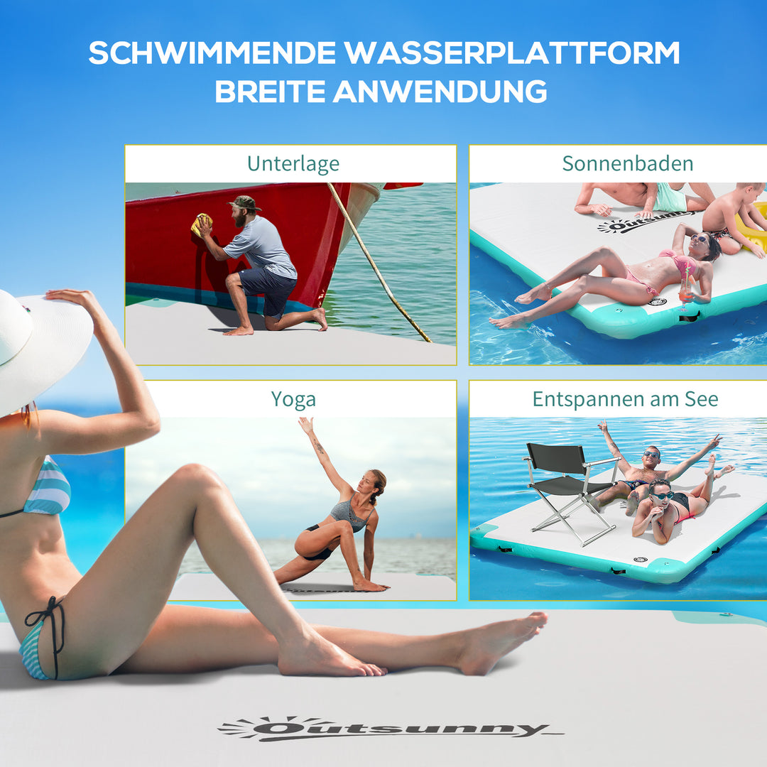 Luftmadras pool foldbar svømmeø oppustelig vandhængekøje skridsikker vandmadras poollegetøj til voksne svømmeø til pool sø 304 x 204 x 15 cm
