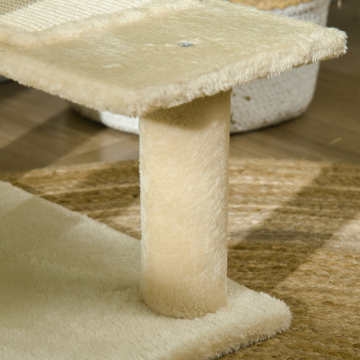 Kradsetræ 100 cm kattetårn med sisalstolper, stor platform, kradsetræ i flere niveauer, klatretræ, til små og mellemstore katte, beige