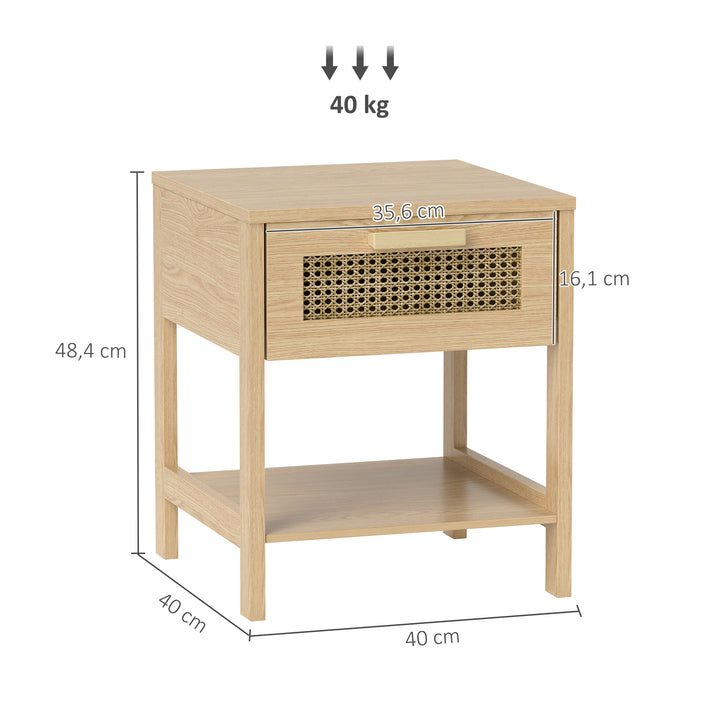 Natbord, natbord, sidebord med skuffe, mdf 40 x 40 x 48,4 cm