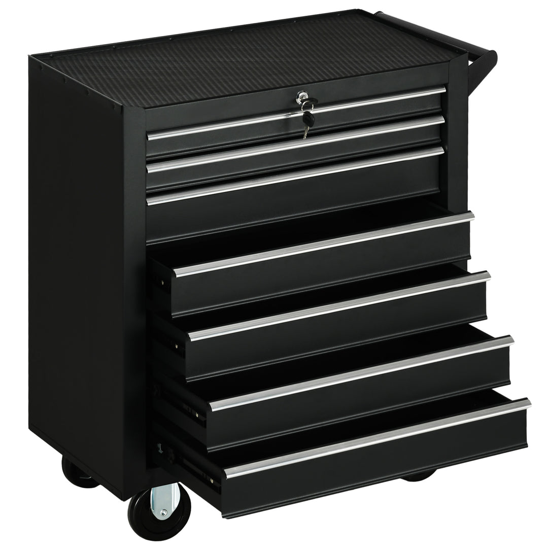 Værktøjsvogn, 2 små og 5 store skuffer, stål, op til 150 kg, 69 x 33 x 75 cm, rød