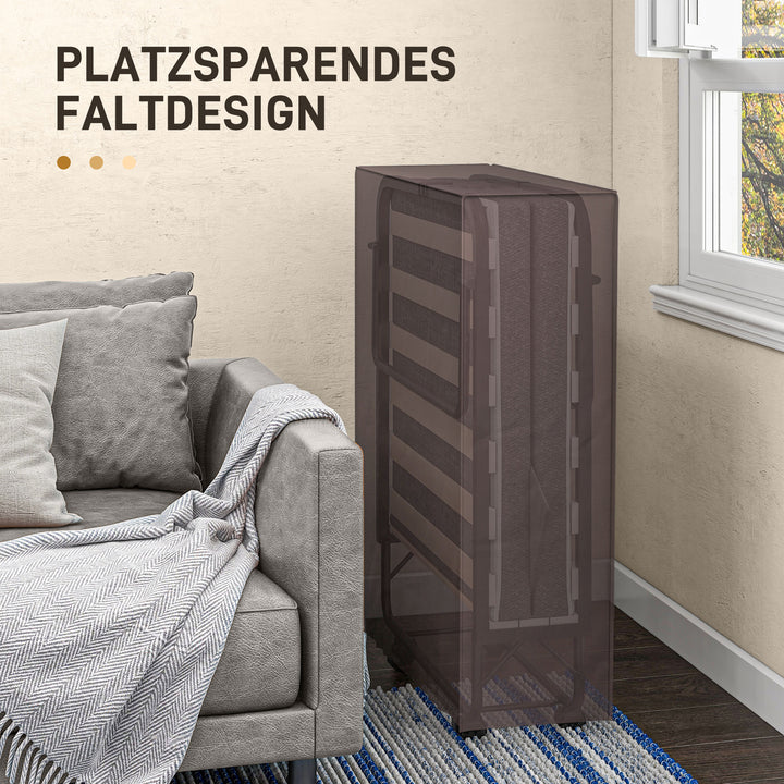 Klapseng med madras, 4 hjul, metalramme, op til 150 kg, 190 x 80 x 42 cm, mørkegrå