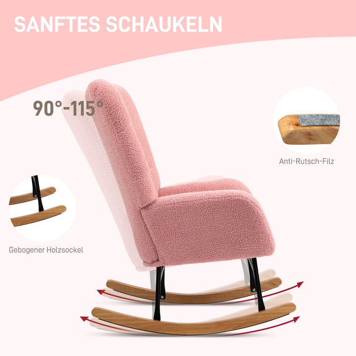 Gyngestol, hyggeligt betræk, tyk polstring, skridsikker, pink