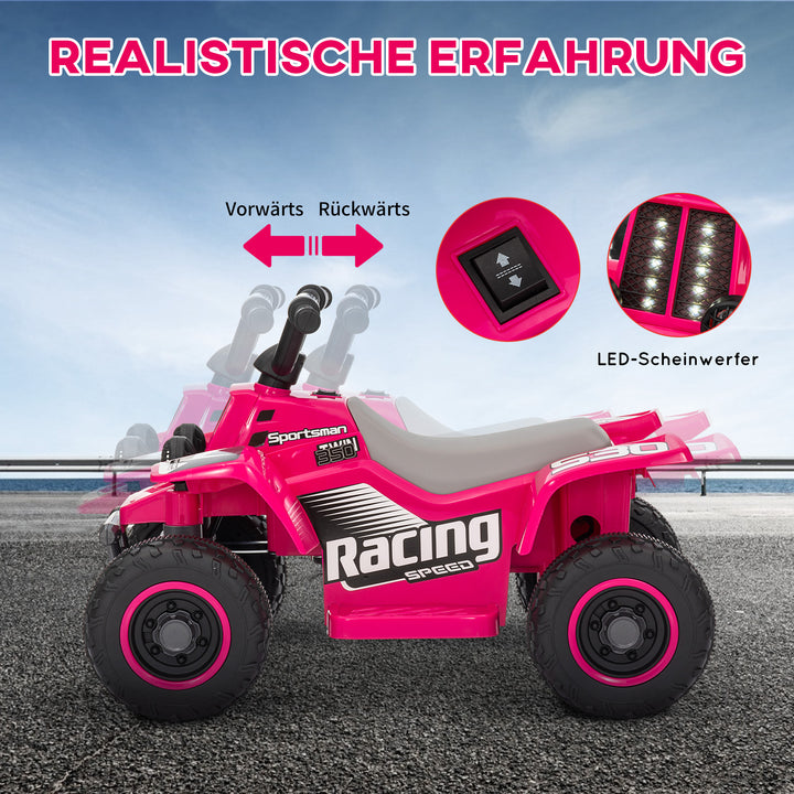 Elektrisk ATV til børn, batteridrevet, kører frem og tilbage, LED-lys, 18-36 måneder, pink