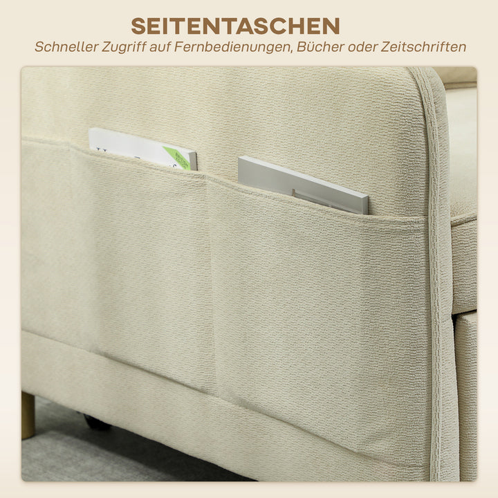 3-i-1 sovesofa: Konvertibel lænestol med sengefunktion, bredt sæde til stuen, beige