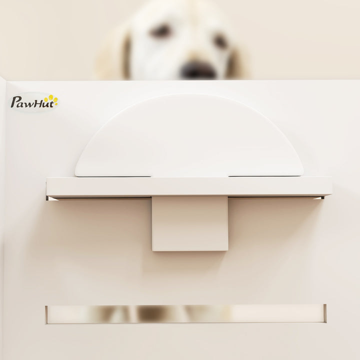 Hundeskålstativ, justerbare foderskåle med separat design, 2 rustfrit stålskåle, anti-gulping måtte, hvid