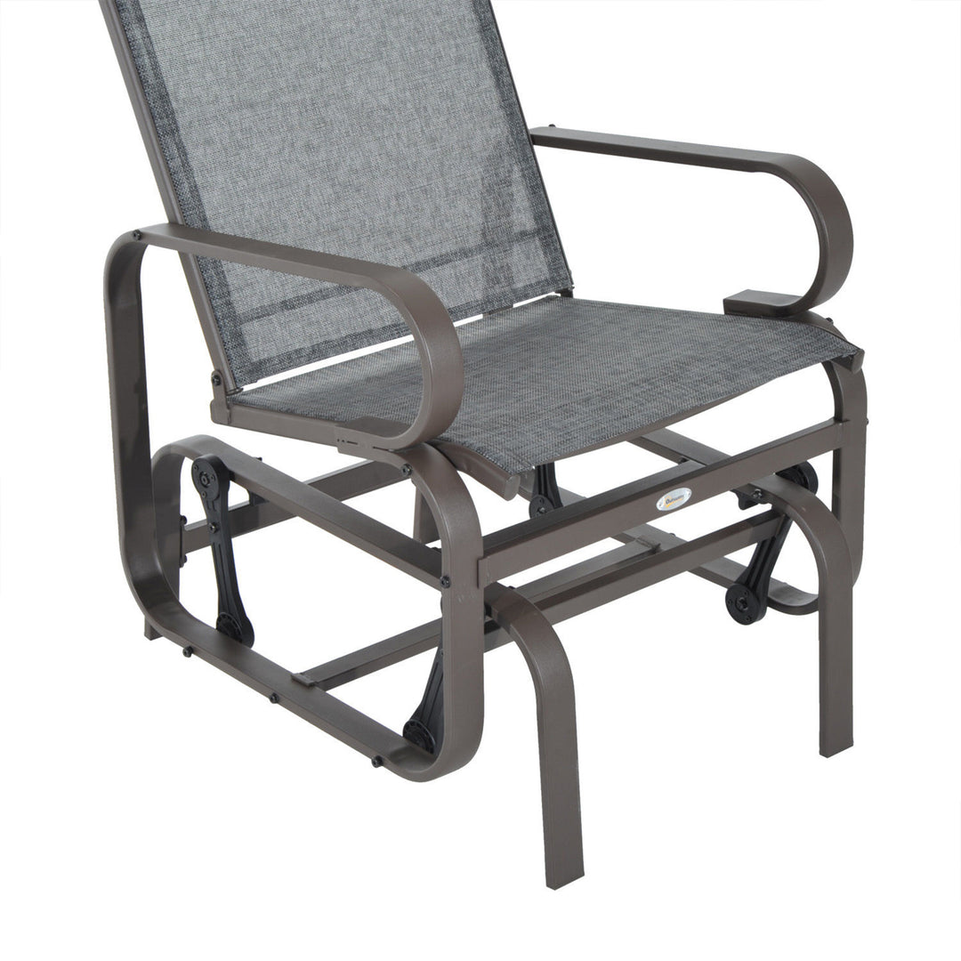 Havegyngestol, havestol, afslapningsstol, havegynge, metalgyngestol til have, terrasse, balkon, Texteline grå+brun, 60 x 78 x 105 cm