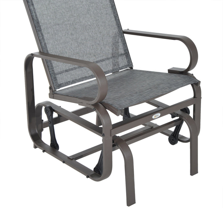 Havegyngestol, havestol, afslapningsstol, havegynge, metalgyngestol til have, terrasse, balkon, Texteline grå+brun, 60 x 78 x 105 cm
