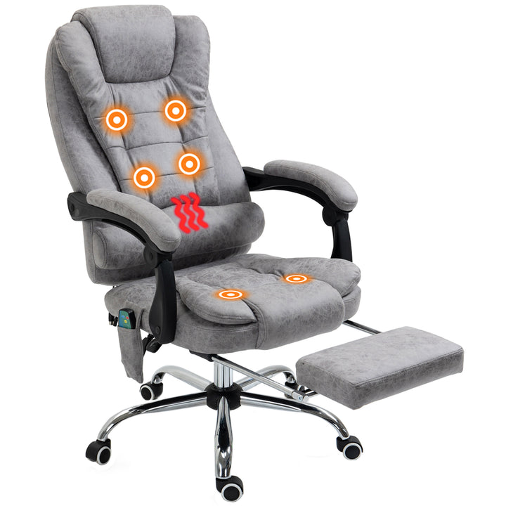Kontorstol med massagefunktion, ergonomisk skrivebordsstol med lænefunktion og varmefunktion, fjernbetjening, grå