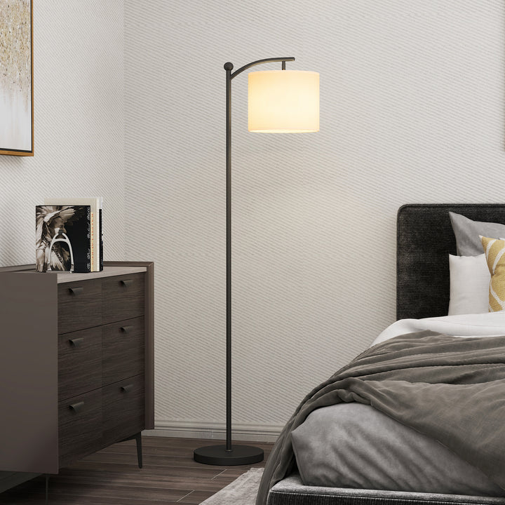 Gulvlampe, justerbare lysindstillinger, fodkontakt, fjernbetjening, metal, sort