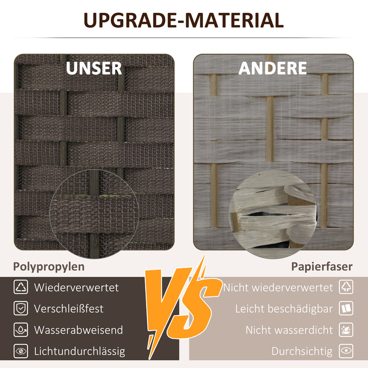 4-Panels rumdeler, foldbar skærm, skærm til stue, soveværelse, hjemmekontor, brun