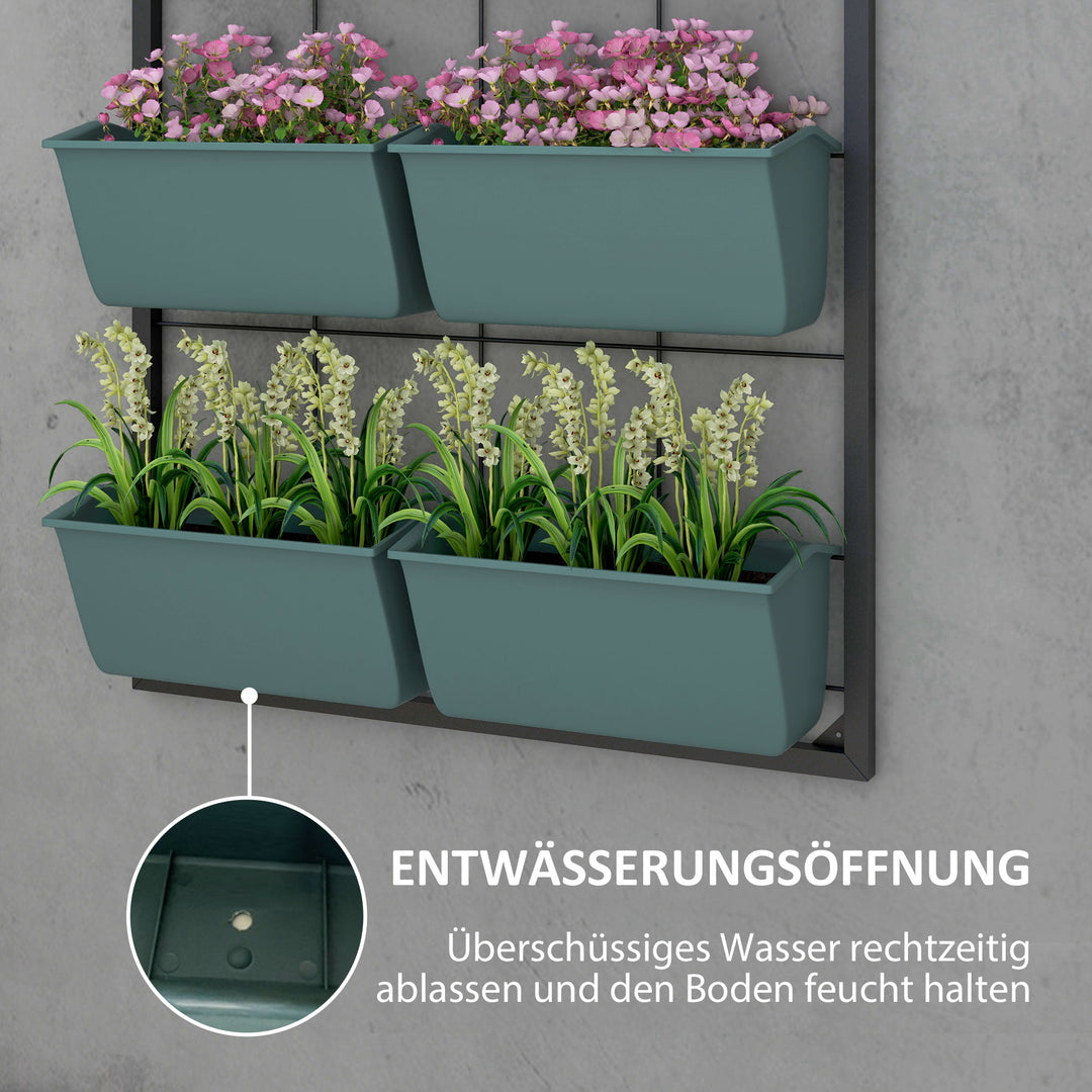 Plantestander/blomsterstander med 8 stabelbare plantekasser, vejrbestandig, 52,5 x 14 x 90 cm, grå + sort
