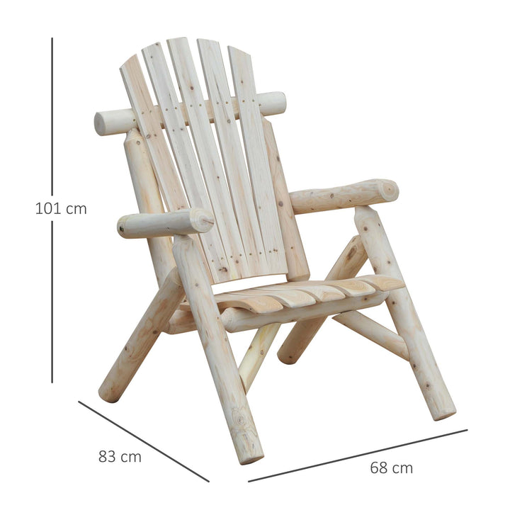 Adirondack havestol, havelænestol, træstol, høj ryg med armlæn, fyrretræ, naturlig, 83 x 68 x 101 cm