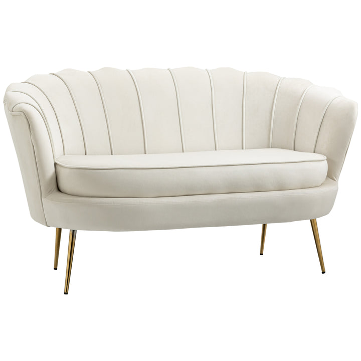 Vintage 2-personers sofa, polstrede møbler, fløjlslook, op til 150 kg, creme/guld