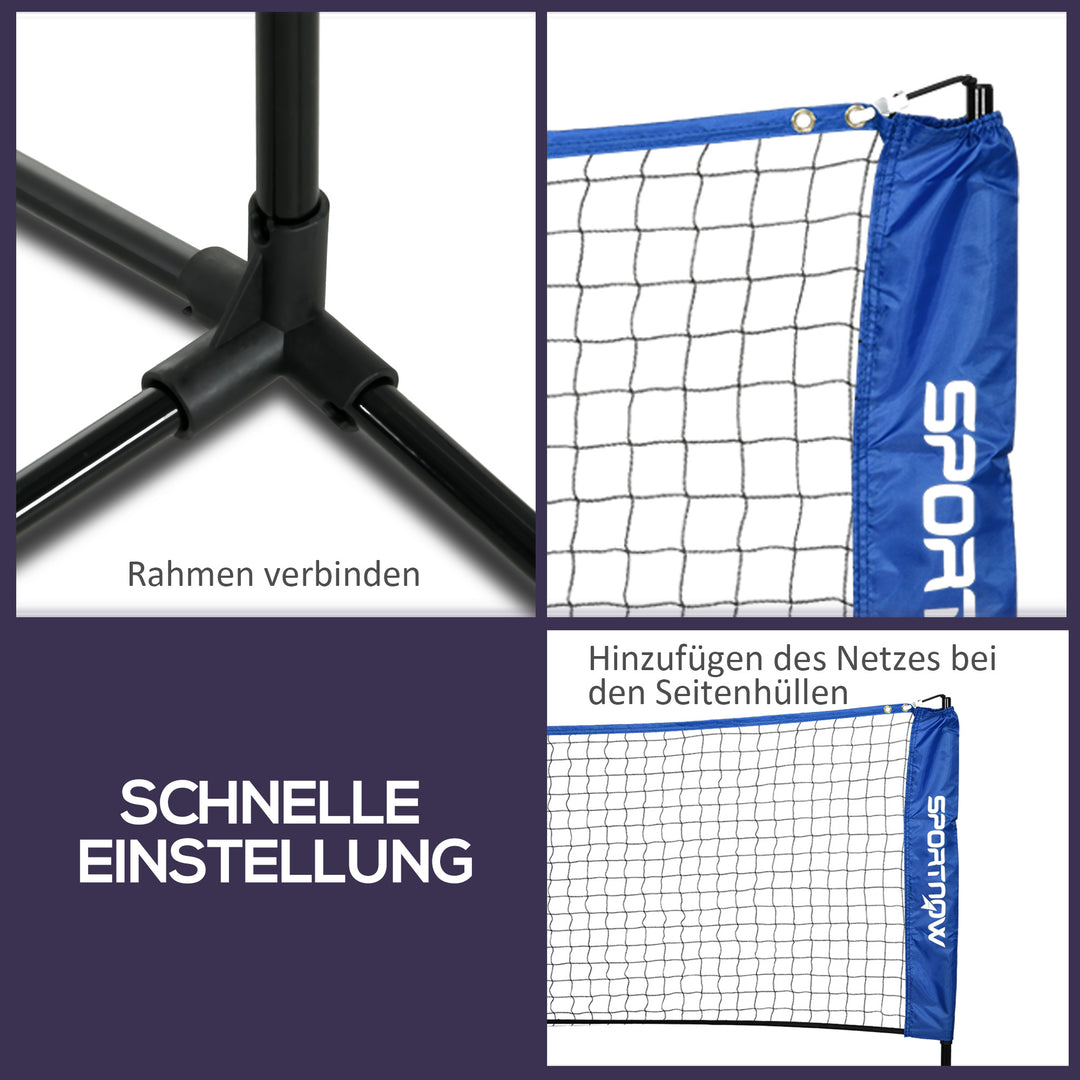 Badmintonnet, højdejusterbart, foldbart, med bæretaske, 3,10m, sort/blå
