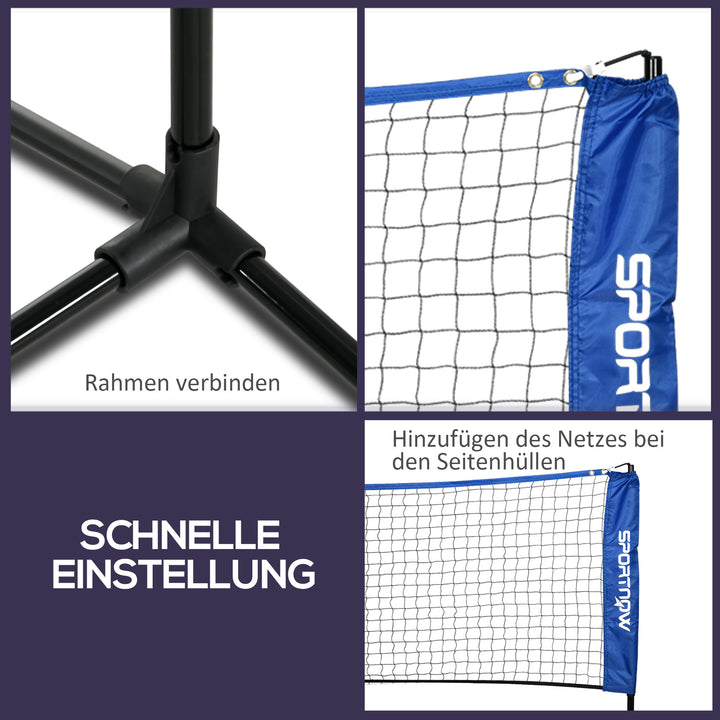 Badmintonnet, højdejusterbart, foldbart, med bæretaske, 3,10m, sort/blå