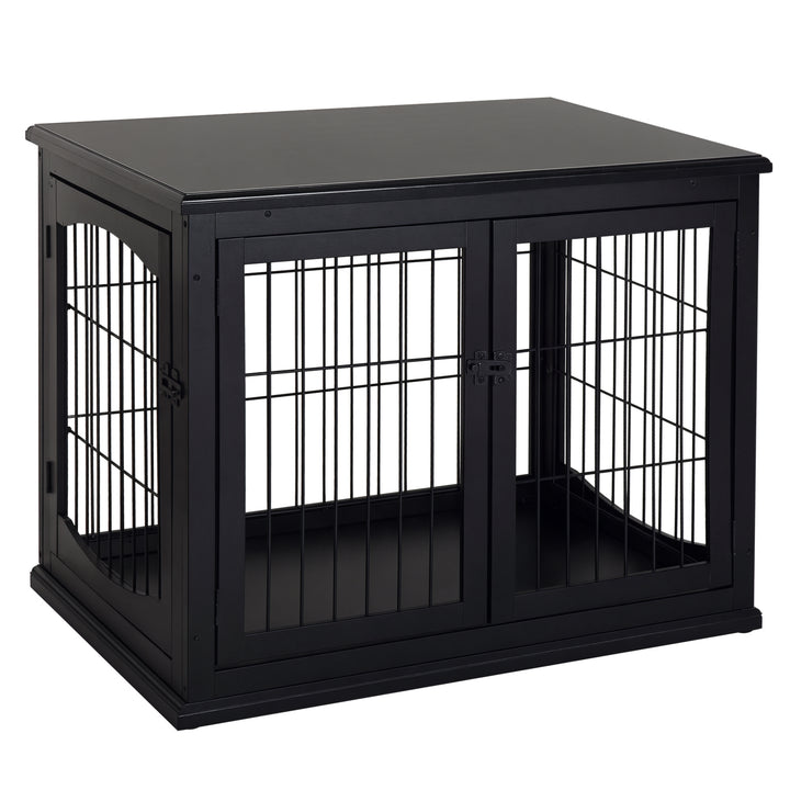 Hundetransport 58,5 cm x 81 cm x 66 cm døre, mdf træ jern, 58,5 cm x 81 cm x 66 cm, sort