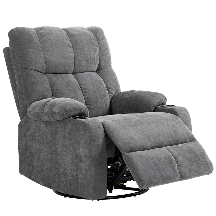 Afslapningsstol med fodstøtte, lænestol, drejelig, op til 150 kg, stålstel, 88 x 96 x 108 cm, mørkegrå