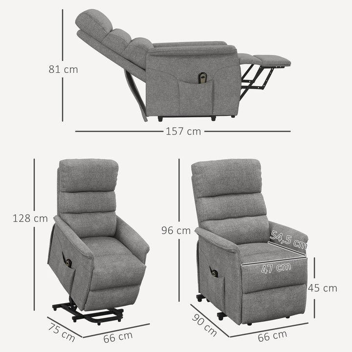 Lænestol med ståstøtte, justerbar ryglæn/fodstøtte, op til 120 kg, 66 x 90 x 96 cm, grå
