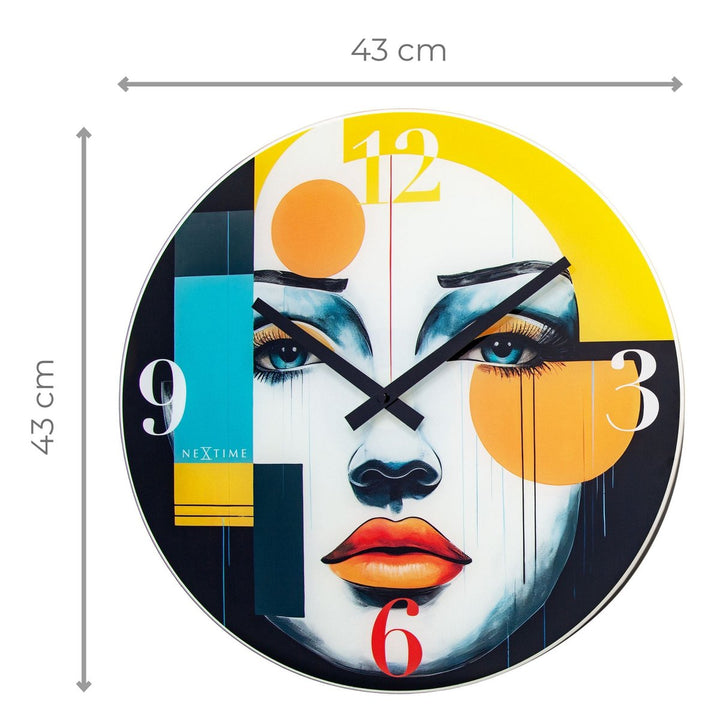 Vægur 43cm-Silent-Flerfarvet-Glas-NeXtime 'Vogue'