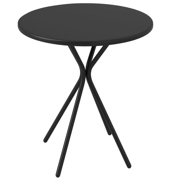 Havebord 60 x 70 cm, vejrbestandigt balkonbord i stål, rundt spisebord med fodstøtte sort