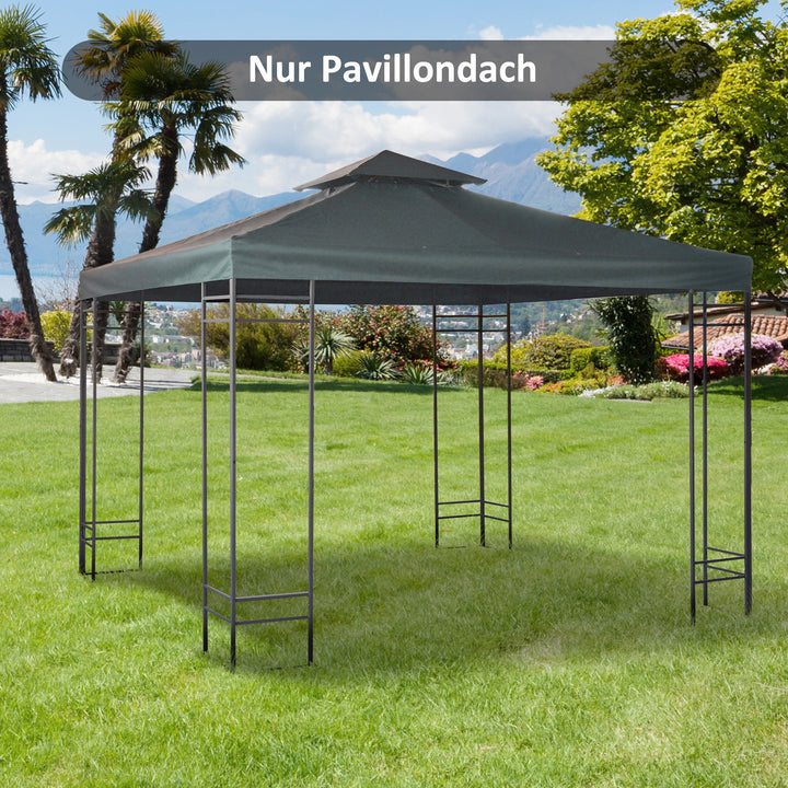 Udskiftningstag til 3 x 3 m pavillon, vandtæt, med dobbelttag, drænhuller, udskiftningsovertræk, reservedele til havepavillon/telt, trækulsgrå
