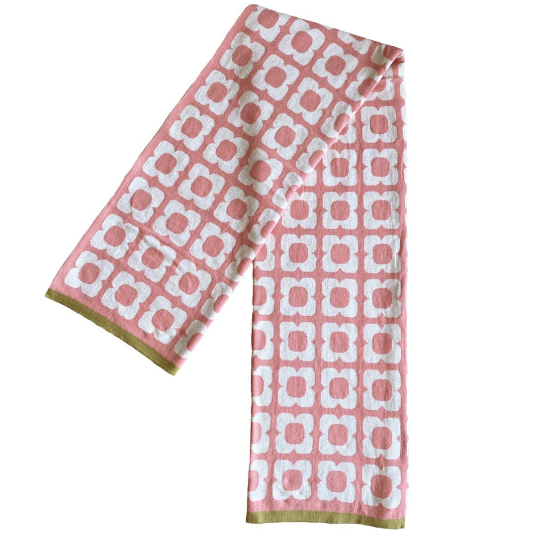 Doris Pink Jacquard slumretæppe – Blødt børstet bomuld