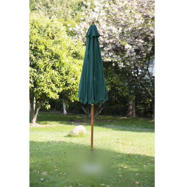 Træparasol, haveparasol, ca. 2,5 m, mørkegrøn