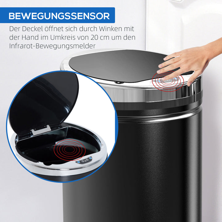 42 L sensor skraldespand, automatisk affaldsbeholder, rustfri stål køkkenspand med infrarød sensor, til køkken, spisestue