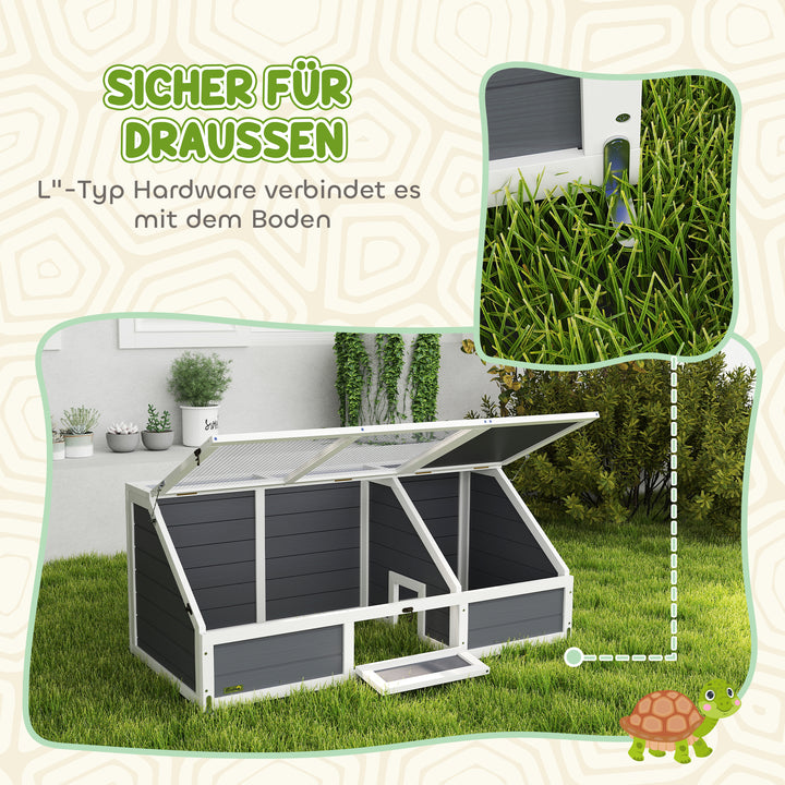 Skildpaddekasse, udendørs skildpaddeindhegning, bundløst design, nem at åbne, skildpaddehus, lysegrå