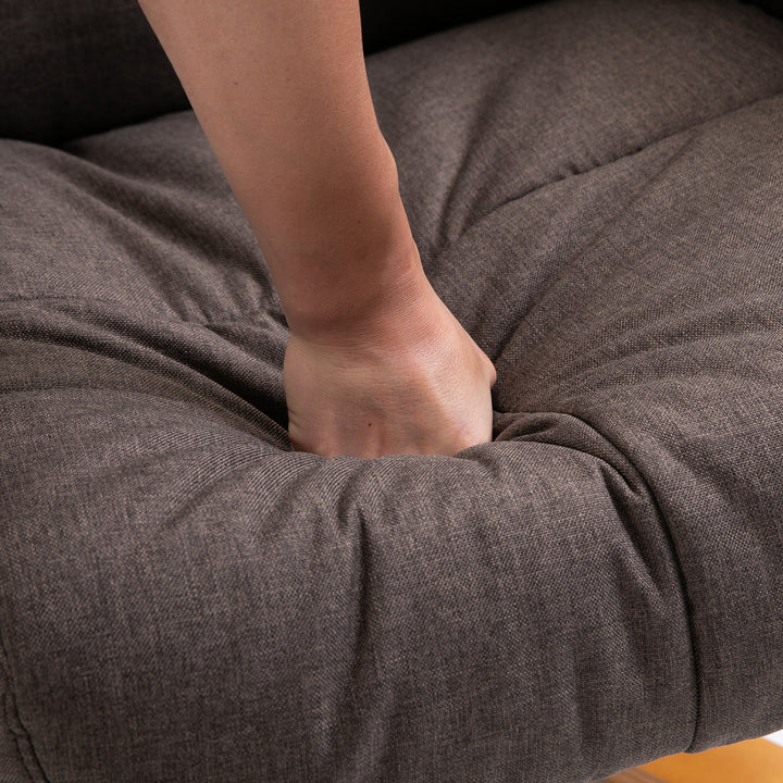 Lænestol med fodskammel, opbevaringsplads, elektrisk massagestol med lænefunktion, drejelig tv-stol med sidelomme, fjernbetjening, træramme, polyester, brun