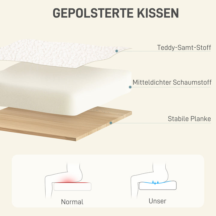 Hjemmekontorstol, højdejusterbar kontorstol med hjul, fløjlslignende betræk, metalbase, cremehvid