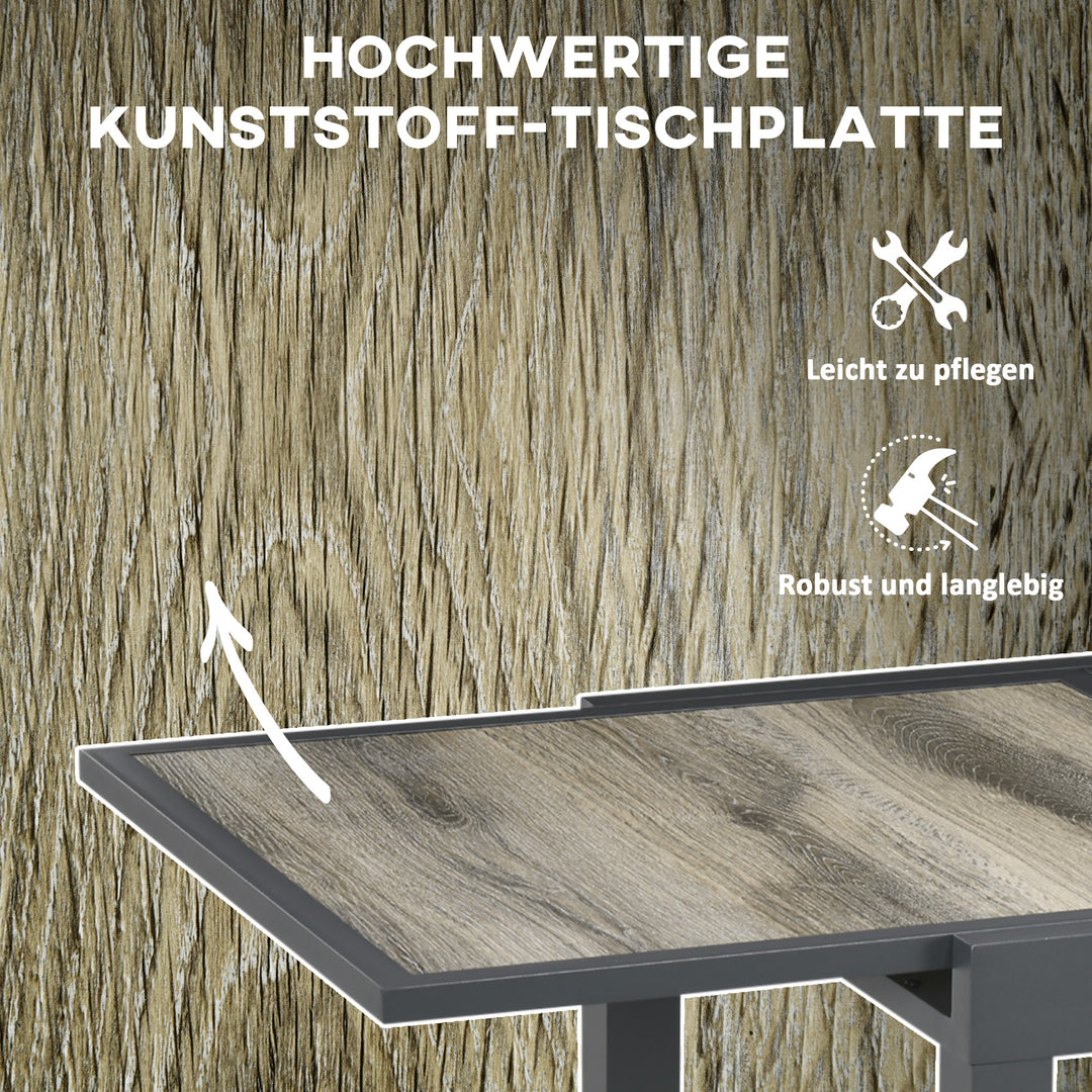 Udtrækkeligt havebord, let at rengøre, aluminiumsstel, trælook, 160 x 80 x 75 cm