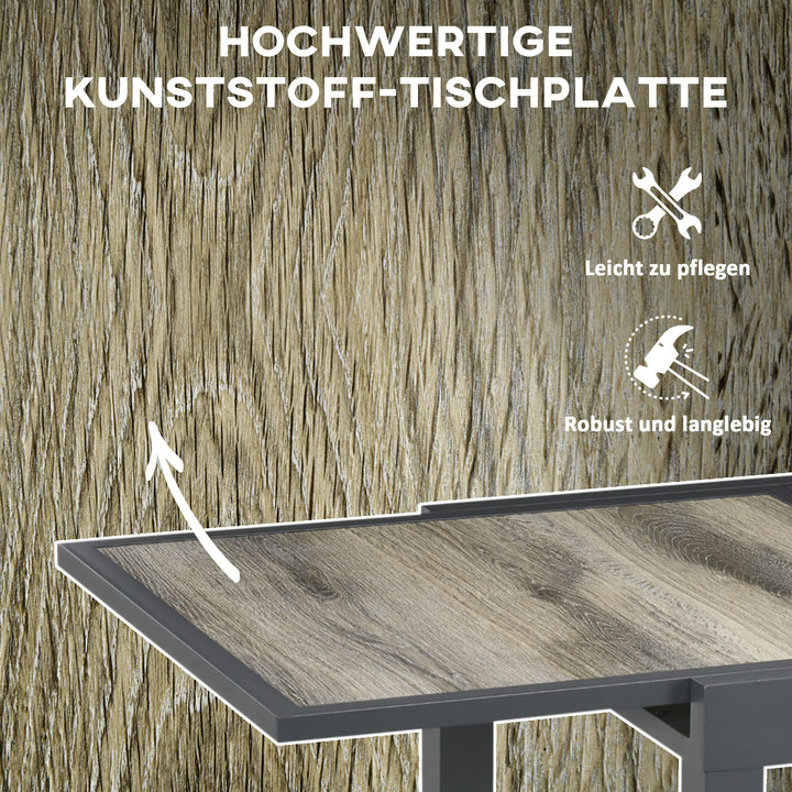 Udtrækkeligt havebord, let at rengøre, aluminiumsstel, trælook, 160 x 80 x 75 cm