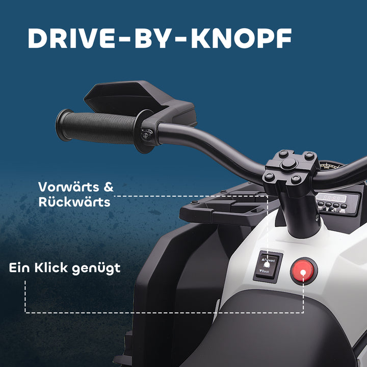 Elektrisk børne-quad, 3-8 km/t, 45 min. driftstid, LED-forlygter, musikafspiller med USB, til børn i alderen 3 til 5 år
