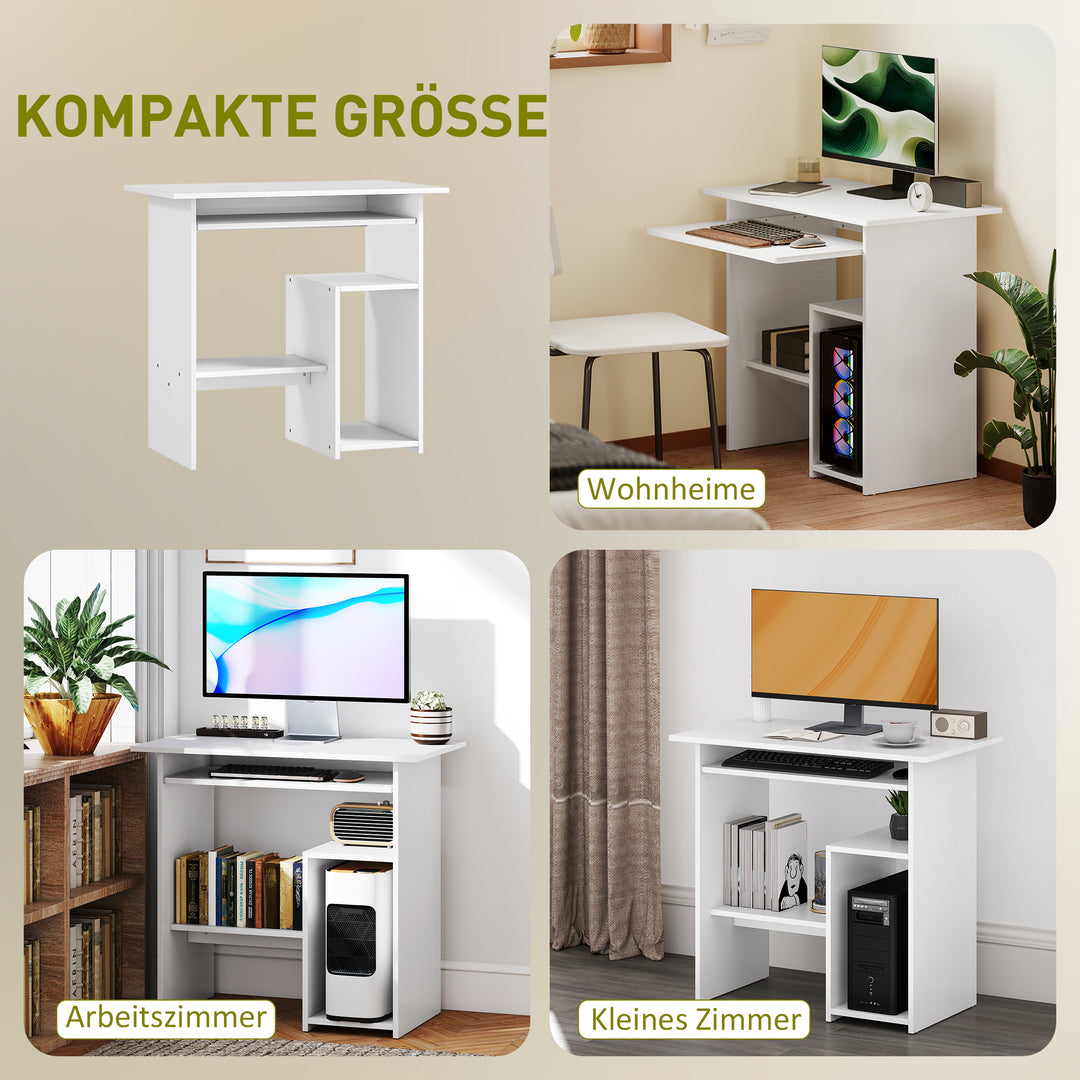 Computerbord, skrivebord, spånplade, metal, 80 x 45 x 75 cm, hvid