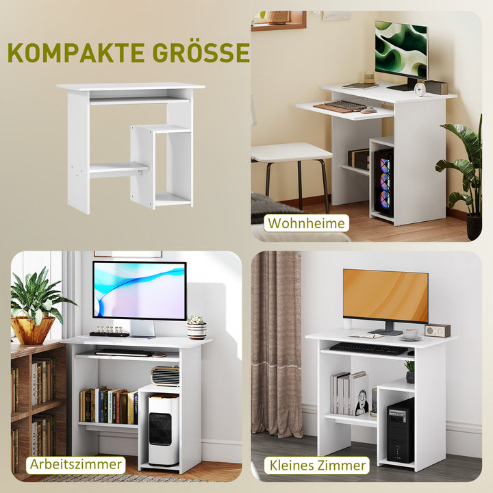 Computerbord, skrivebord, spånplade, metal, 80 x 45 x 75 cm, hvid