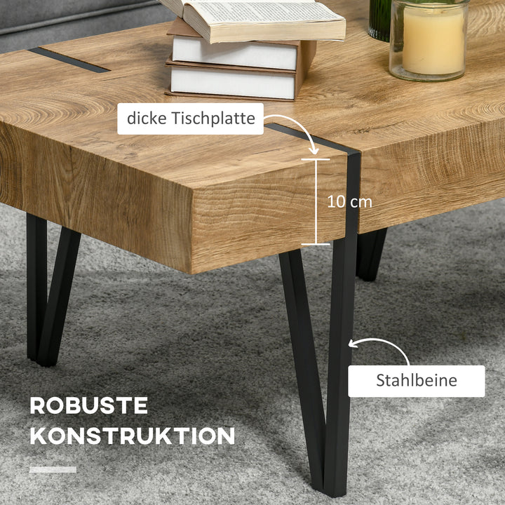 Sofabord i industriel stil, 105 cm x 60 cm x 42 cm, sort + brun